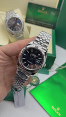 Rolex Datejust Aço 41mm, Mostrador Preto, Pulseira Jubilee - CLONE
