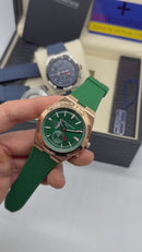 Vacheron Constantin Overseas Dual Time Aço/Rose 41mm, Mostrador Verde