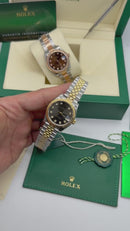 Rolex Datejust 36mm/31mm Aço/Ouro - Mostrador Cinza - Pulseira Jubilee - CLONE