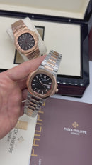 Patek Philippe Nautilus 39mm Aço/Rose, Mostrador Preto