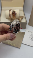 Bvlgari Serpenti Tubogas 01 Volta 35mm Aço/Rose Mostrador Preto - Cravejado