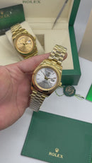 Rolex Day-Date Presidente 40mm Dourado Mostrador Prata