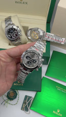 Rolex Daytona 40mm Aço, Mostrador Cinza com Brilhantes
