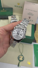 Rolex DateJust 41/36mm Aço, Mostrador Prata, Pulseira Oyster